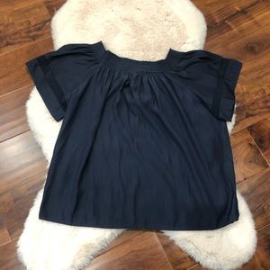 Ramy Brook Blue Jessica Smocked Off-the-shoulder